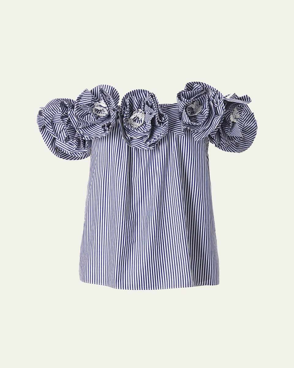 Embroidered Flower Off-the-Shoulder Top